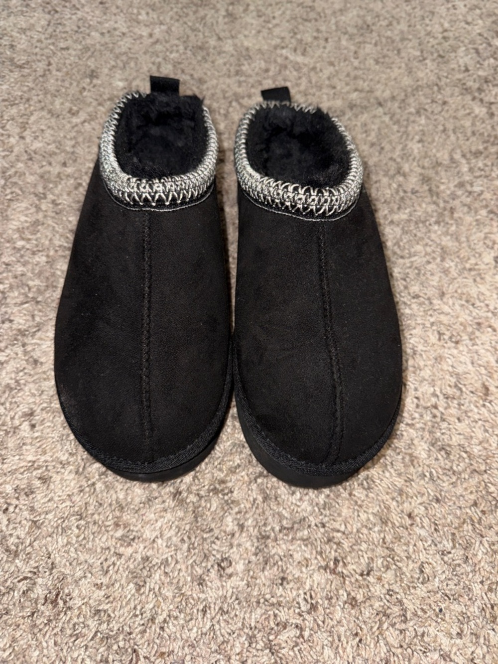 Woman’s Black Cozy Slip-On Shoes with Knit Trim and platform